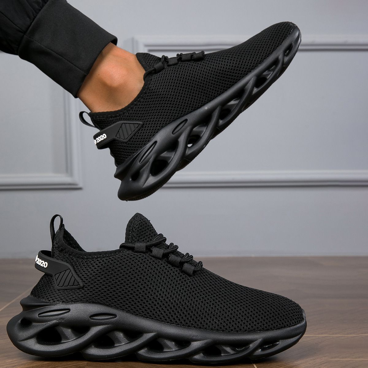 Hot Selling Plus Size Athletic Shoes - Braided Outsole Design With Thick Cushion, Air Knit Upper For Men_vogvips.com