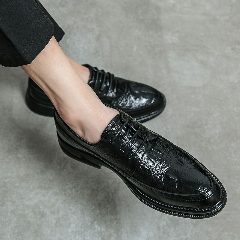 Euro Step Summer Brogue British Suit Groom Wedding Brown Black Business Formal Casual Men's Breathable Leather Shoes_vogvips.com