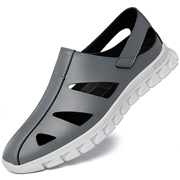Beach Cool Leather Shoes Microfiber Men's Casual Men's Shoes Driving Shallow Hole Shoes_vogvips.com