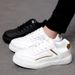 White For Women Lace Up Sports Leisure Board Shoe Stylish Low Top Bling Skateboard Sneakers Casual Pu Leather Shoes_vogvips.com