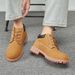 Men's Low-Cut Work Boots - Genuine Leather Lace-Up Chunky Sole Casual Shoes For Outdoor & Daily Wear_vogvips.com