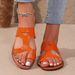 plus Size Women's Slip-On Toe Beach Sandals Brown Suede PU European American Style Hollow Out Summer Slides_vogvips.com