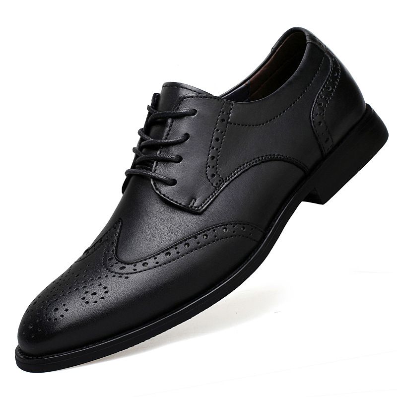 Men's Leather Shoes Dress Engraved Leather Shoes Style Work Shoes Casual, Large Size Men_vogvips.com