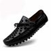 Men's Lazy Genuine Leather Woven Handmade Business Formal Attire, Bean Shoes, Men's Driving Shoes_vogvips.com