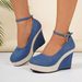 Women's Color Block Wedge Heel Shoes Summer Style Plus Size Shallow Mouth European American Platform Shoes Size 43_vogvips.com