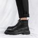European Warm Series 2025 Winter New British Style Martin Thick Sole Mid-top Leather Lace-up Fleece-lined Side Zipper Men's Boots Trendy_vogvips.com