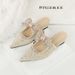 French Fairy Bow Pearl Rhinestone Bag Head Drag Girl Wearing High-end One-pedal Women's Shoes_vogvips.com
