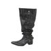 Women's Shoes Niche Design Pointed Toe Large Tube Circumference High Heel Spring Pile Boots Retro Western Cowboy Boots Thick Heel Long Boots_vogvips.com