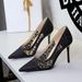 Women's Stiletto Heel Pumps Style Hollowed Out Super High Heels Women's Shoes Pointed Toe Low Mouth Banquet High Heels Floral Stiletto Lace Single Shoes Women's Shoes_vogvips.com
