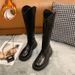 2023 Winter New Fleece-Lined Over-the-Knee Long For Women British Style Riding Slimming Flat Thick-Soled High Boots_vogvips.com