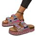2025 New Thick Bottom Rope Double Button Water Diamond Cork Beach Slippers Large Women's Shoes_vogvips.com
