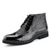 High-top Sequin Casual Shoes For Men, Spring And Autumn New Pointed Lace-up Brogue Business Shoes, Hairstylist Leather_vogvips.com