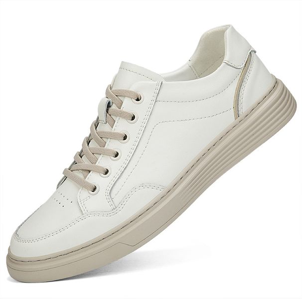 Men's Shoes Board Shoes Breathable Men's Casual Shoes Cowhide Hollow Flat Heel Men Splicing Shallow Mouth Men_vogvips.com