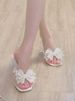 2025 Summer New Champagne-Colored High Heels With Bowknot, Chunky Rhinestone Crystal Heel, Transparent Sandals For Women_vogvips.com