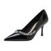 2025 Autumn Plus Width Rhinestone Floral Pointed Toe Stiletto Patent Leather High Heels 32-43 Large Size Wedding Shoes_vogvips.com