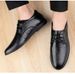 Men's Small Leather Shoes Casual Round Head Rubber Wedding Low Top Loafers Men's Shoes_vogvips.com
