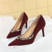 SEVEN BIG TREES Women's Pointed Toe Suede Stiletto Heels With Rhinestones - Elegant Dress Pumps For Parties & Evening Events_vogvips.com