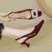 French Style Square High Heels Thin New Summer Backless Single Shoes Mid Heel Patent Leather Red One Strap Closed Toe_vogvips.com