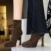 9369-1 Chunky High Heel Platform Women's Pointed Toe Suede Stretch Slim Stylish Fashion Ankle Boots_vogvips.com
