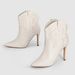 Women's Shoes High Heeled Ankle Boots For Women Autumn And Winter New PU Stiletto White Boots Large Size Totem Pointed Ankle Boots_vogvips.com