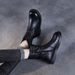 Belt Buckle Versatile Mid-Calf For Women 2024 Autumn Winter New Martin Korean Fashion Genuine Leather Wrinkled Short_vogvips.com