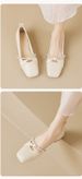 Coarse Heel Single Shoes Women's Square Head Beaded Versatile Fairy Style With Skirt Large Size Women's Shoes_vogvips.com
