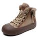 First Layer Cowhide Retro High-top Shoes For Women 2023 Double Zipper Sheepskin Short Casual Fleece-lined Martin Snow_vogvips.com