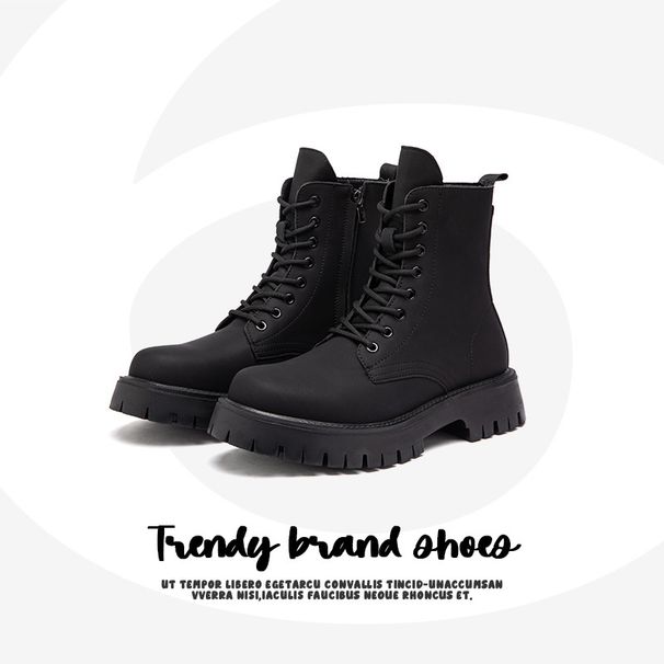 Men's Martin British Style High Autumn New Mid Top Height Increasing Leather Ankle Boots 3301_vogvips.com
