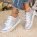 Plus Size 42 Gold Sliver Sneakers Spring Autumn New Women Fashion Lace-up Soft PU Leather Board Ladies Casual Shoes_vogvips.com