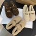 French Style Outdoor Velcro Beanie Casual Mary Jane Furry Women 2025 New Single Shoes With Fleece For Autumn And Winter_vogvips.com