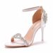 Women's Shoes New style one strap versatile bridal stilettos 11cm high heeled white PU high heeled sandals women's wedding shoes_vogvips.com