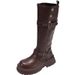 Brown British Style Chunky Heel Thick Sole Long For Women 2025 New Spring Autumn Over-the-Knee Height Increasing Riding_vogvips.com