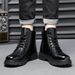 European Warm Series Men's Martin British Style Triple Joint Cowhide Motorcycle Work Round Toe Double Zipper Trendy Boots_vogvips.com