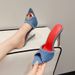 Women's Summer High Heel Sandals Sexy Pointed Toe Open Toe Studded Strappy Dress Slide Sandals_vogvips.com