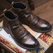 European Warm Series Fleece-Lined Trendy Face British Style Short High-Top Genuine Leather Martin Men's Motorcycle Boots_vogvips.com
