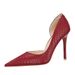 1363-5 European And American Sexy Nightclub Slimming Stiletto Ultra Shallow Side Hollow High Heels Retro Snake Pattern_vogvips.com