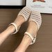 New French Style Hollowed Out Women's Sandals With A Mid Heel, Summer New Style, Genuine Leather Hollow Flat Belt, Thick Heel, Woven Sole_vogvips.com
