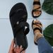 Women's Shoes Large Size Casual Slippers Summer New Round Head Rhinestone Flat Sandals_vogvips.com