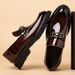 Men’s Patent Leather Chunky Loafers - Slip-On Dress Shoes With Metal Chain Detail, Formal & Casual Business Shoes_vogvips.com