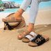 Women's Youth Mules New Spring/Summer Retro Casual Slip-On Shoes Pu Upper Double-Strap Half-Slipper Flat Slippers With Round Buckle Adjustable Strap_vogvips.com