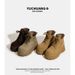 Thick-Soled Height-Increasing Short British Style Martin For Women 2025 Autumn New Casual Lace-Up Yellow Boots_vogvips.com