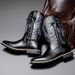 Tube Amekaji Embroidered High Work Men's Western Cowboy Trendy Motorcycle Rider Square Toe Riding Boots_vogvips.com