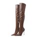 Women's Fashion Knee-High Boots – Stretchy Pointed-Toe Heeled Boots For Autumn/Winter, Slip-Resistant & Comfortable, Classic Brown/Black_vogvips.com