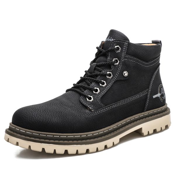 Men's High-top Shoes Leece Warm Short Boots Wear-resistant Casual Martin Boots Men's Shoes_vogvips.com