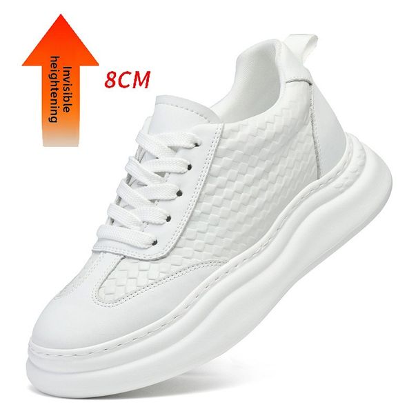 Height-increasing Men's Shoes Platform Muffin Shoes Inner Height-increasing Board Shoes Low-top Cowhide Surface Retro Sneakers_vogvips.com