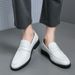 Large Size 2025 Spring Black And White Color Blocked Leather For Men, One Foot Stepping Loafers, British Business Casual_vogvips.com