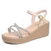 Rhinestone Thick-Soled Sandals For Women, 2026 Summer New Style, Cross-Strap, European And American Roman Beach Sandals,_vogvips.com