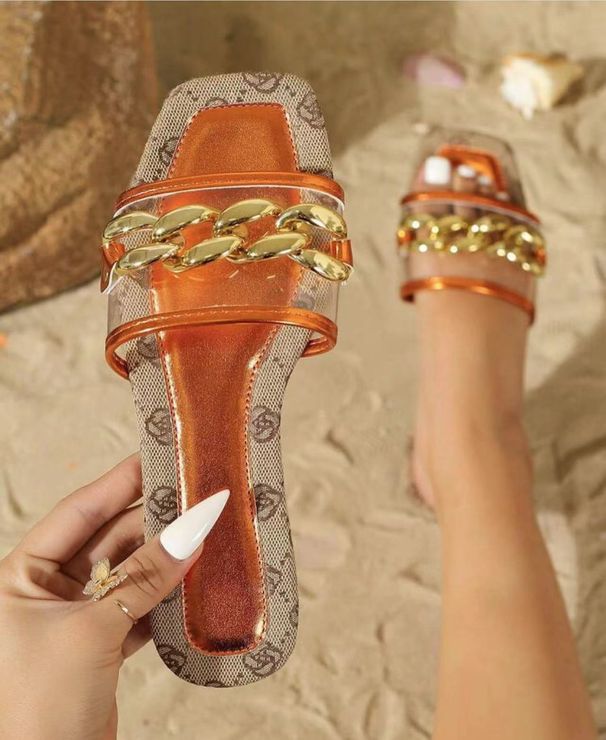 Slides Fashion Metal Buckle Sandals Women's Slippers Outerwear Summer Slippers Casual One Line Embroidery Women's Slippers_vogvips.com