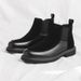 Men's boots in the fall new black low-top casual leather shoes_vogvips.com
