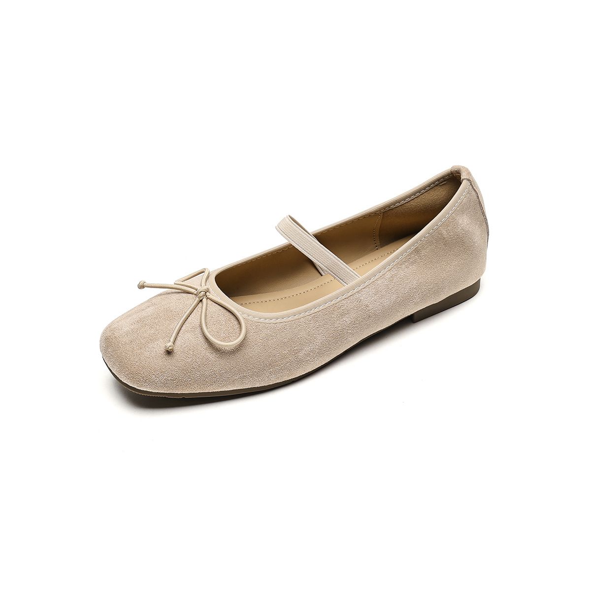 Square Head Single Shoes Women's Flat Bottom Retro Word With Light Mouth Bow Ballet Shoes Soft Sole_vogvips.com